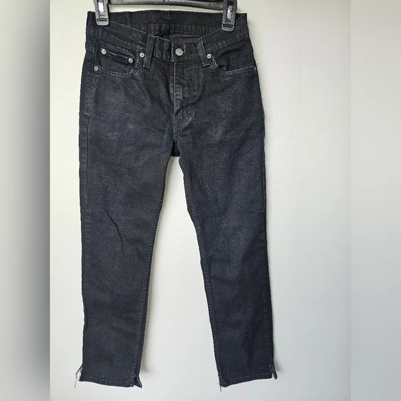 Levi's Slim Black Men's Jeans with Raw Hem - Picture 2 of 16